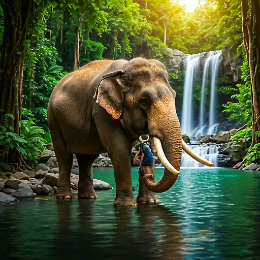 Elephant Being Bathed