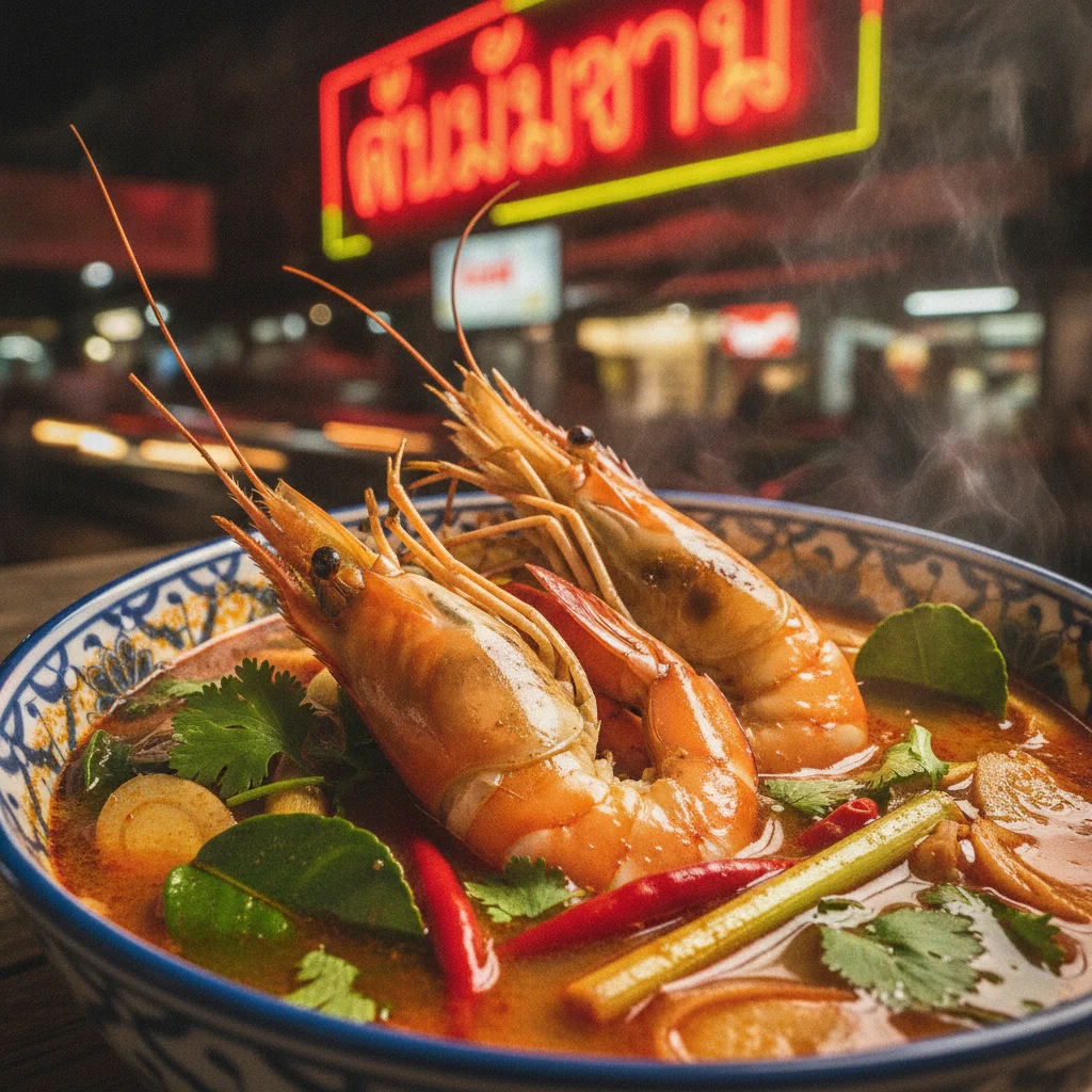 a detail shot of a landmark, local scene, food, or cultural element specific to Bangkok City — describe what is visible