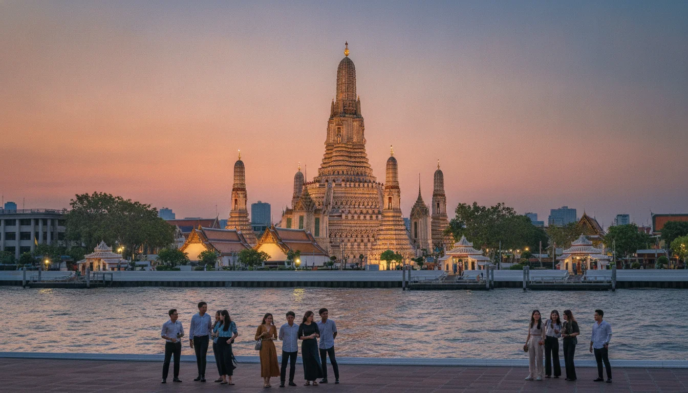 atmospheric shot showing a key landmark, viewpoint, market, temple, or natural feature at Bangkok City