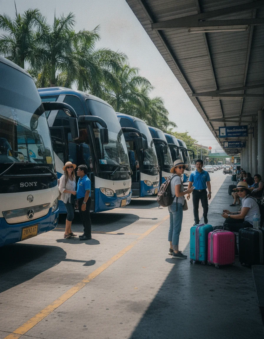 Jomtien Bus Station on Thappraya Road Jomtien Bus Station on Thappraya Road