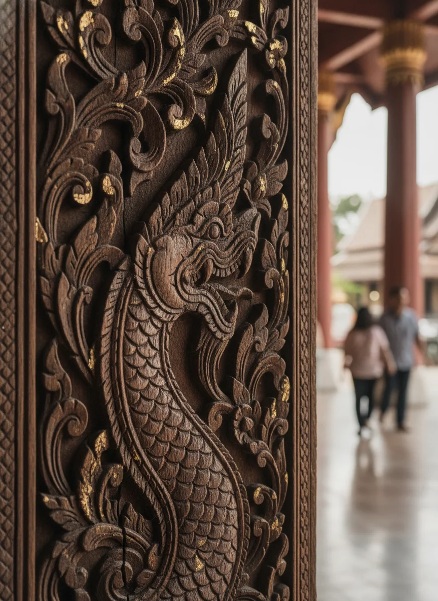 Traditional Nan Lanna-style Teak Wood Carving