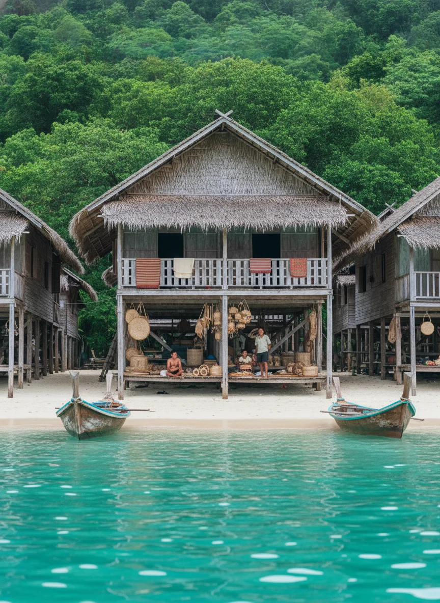 Moken sea gypsy village at Ao Bon