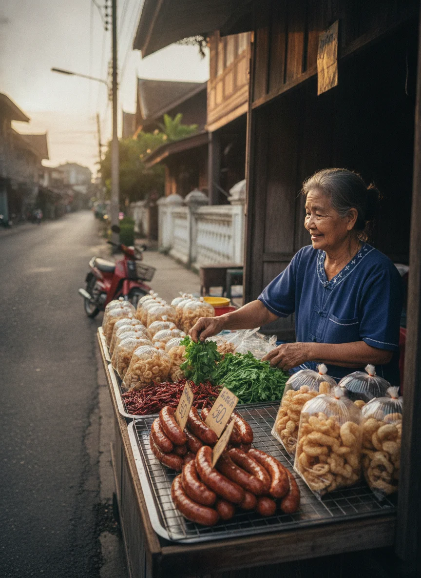 Traditional Thai market stall in Phrae