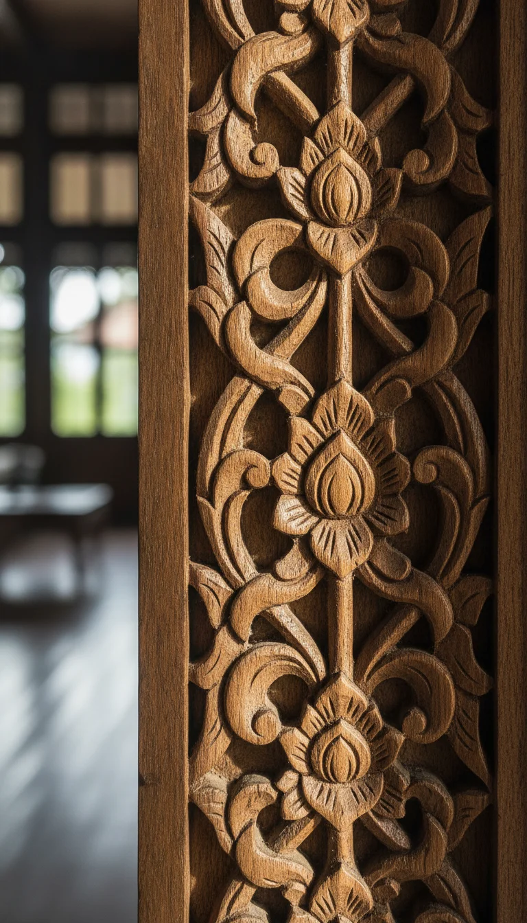 Intricate Teak Wood Carving
