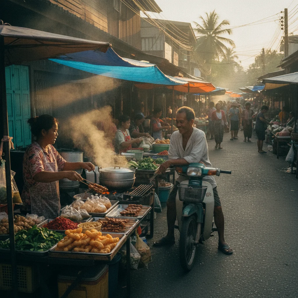 Bang Saphan Noi morning market street Bang Saphan Noi morning market street