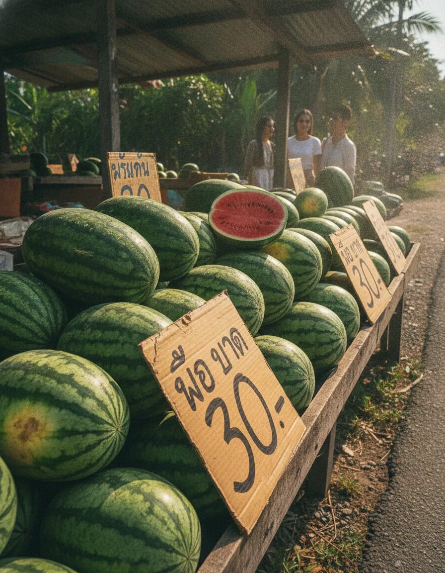 Ban Boet roadside watermelon stall Ban Boet roadside watermelon stall