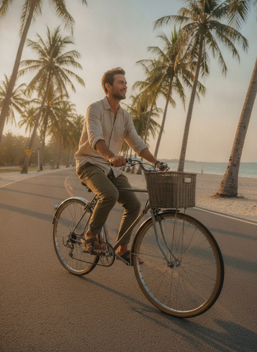traveller on a vintage bicycle traveller on a vintage bicycle