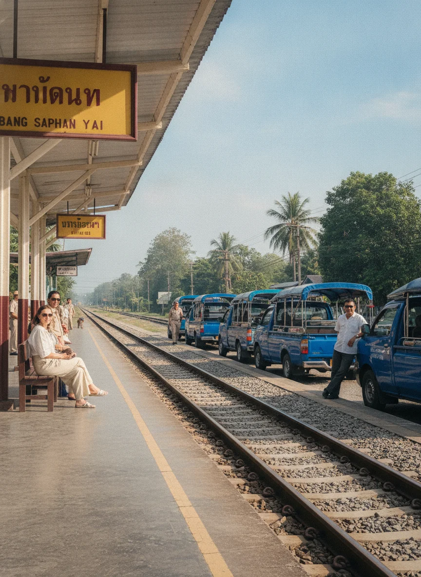 Bang Saphan Yai train station and transport hub Bang Saphan Yai train station and transport hub