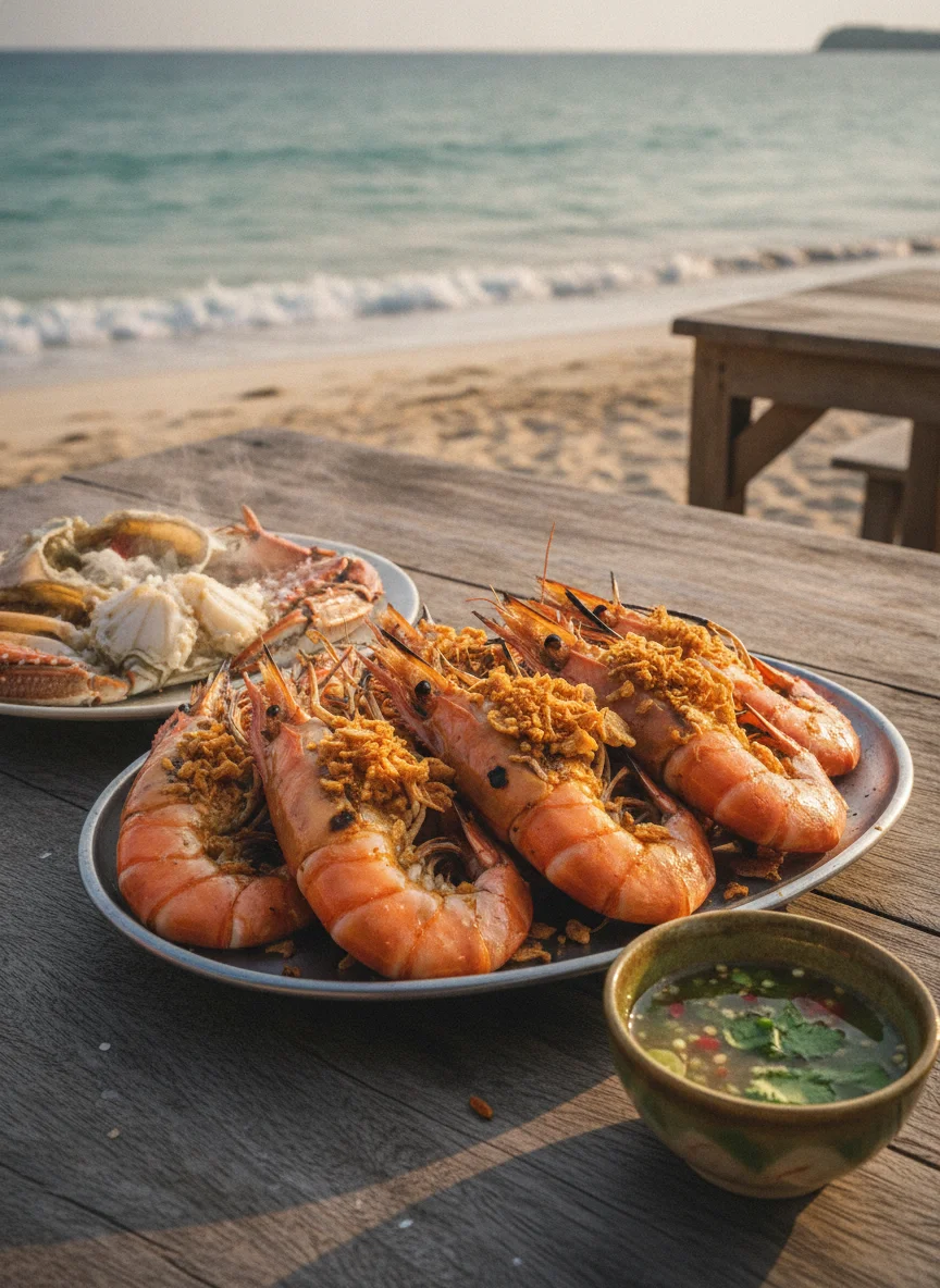 Thai seafood spread at Bang Saphan Thai seafood spread at Bang Saphan