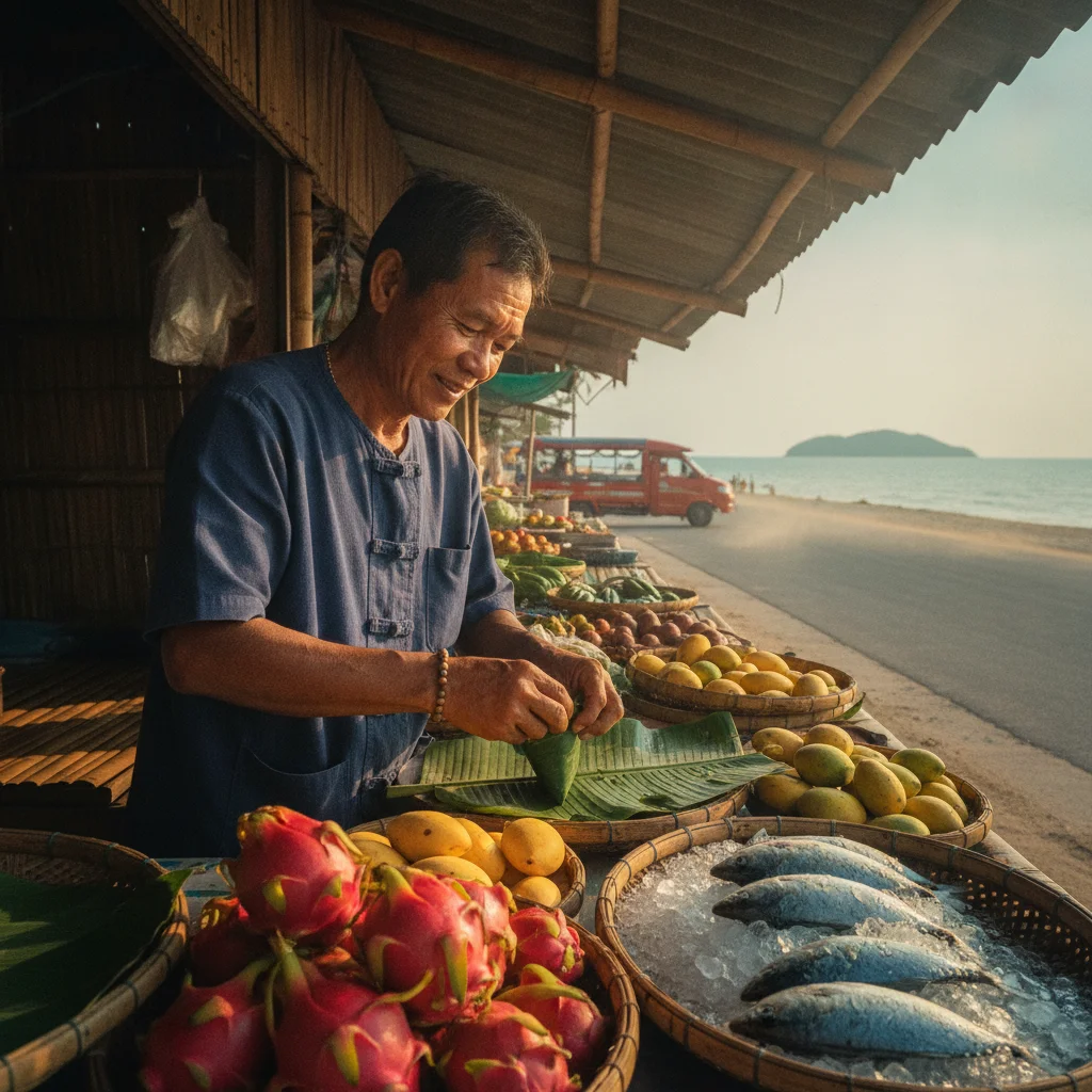 Traditional Thai market stall near Koh Talu