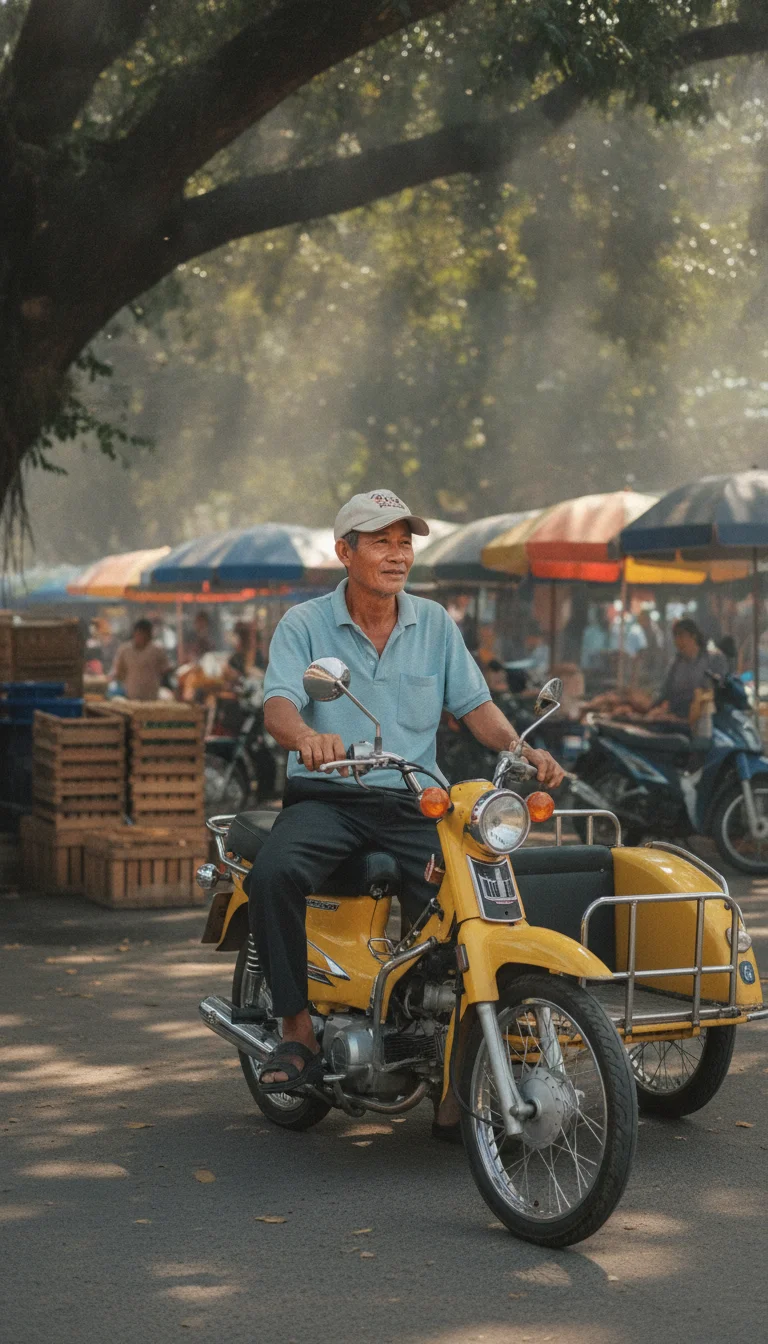 Thai local motorbike sidecar (saleng) driver