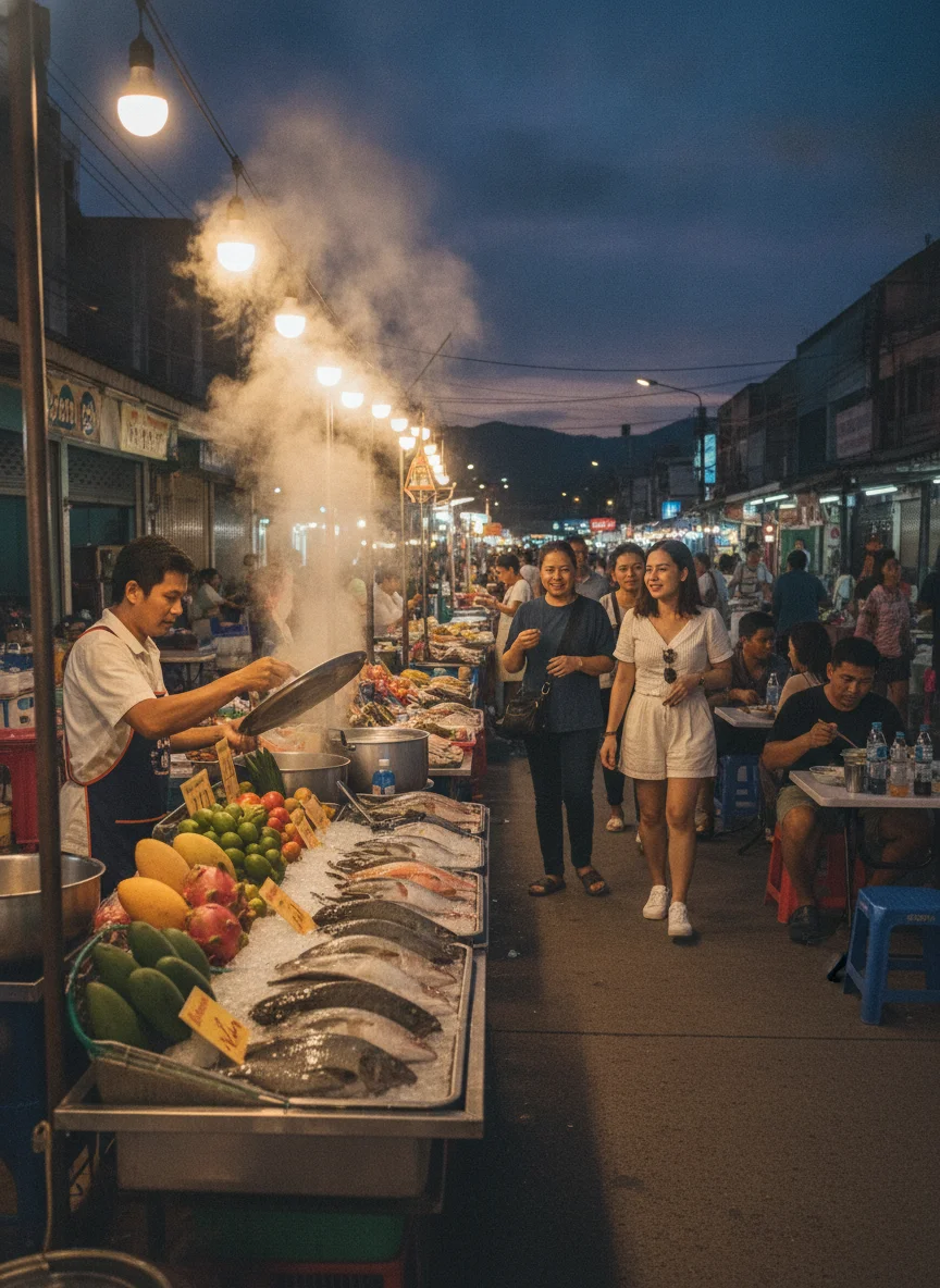 Prachuap Night Market at Kong Kiat Road Prachuap Night Market at Kong Kiat Road