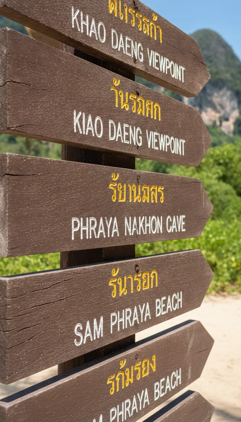Traditional Thai National Park Signpost
