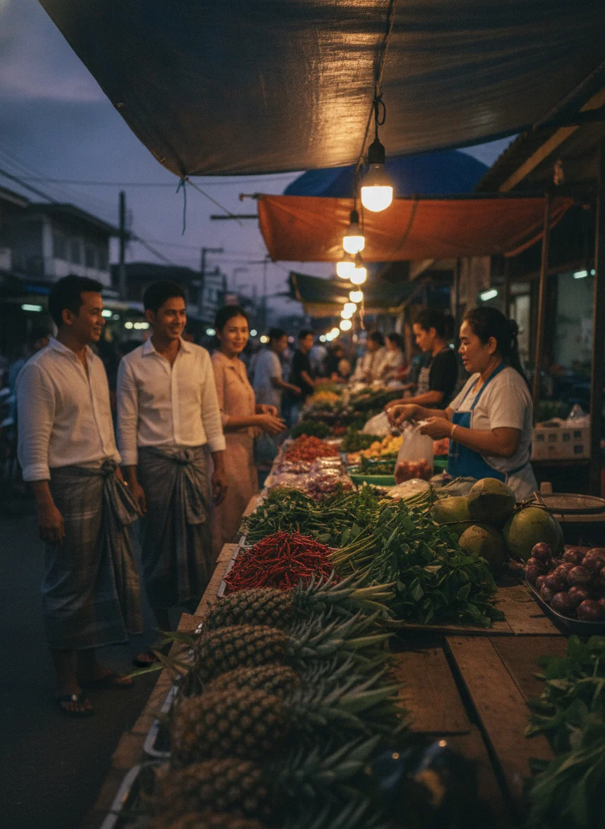 Local Thap Sakae fresh food market stall Local Thap Sakae fresh food market stall