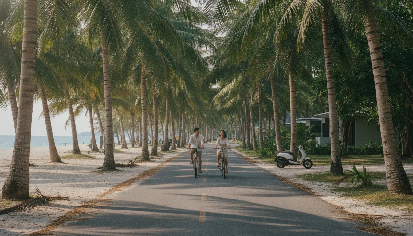 narrow coastal road in Thap Sakae narrow coastal road in Thap Sakae