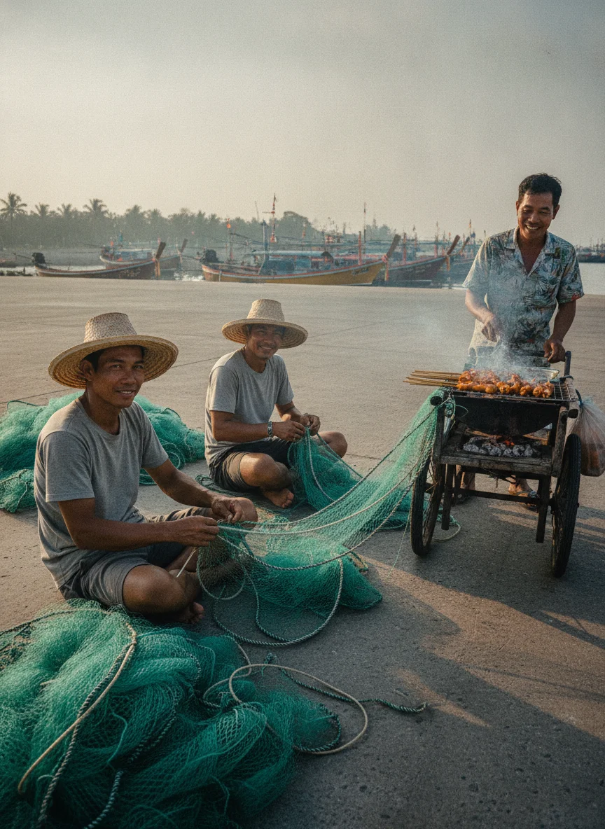 Sichon fishermen and street food vendors Sichon fishermen and street food vendors