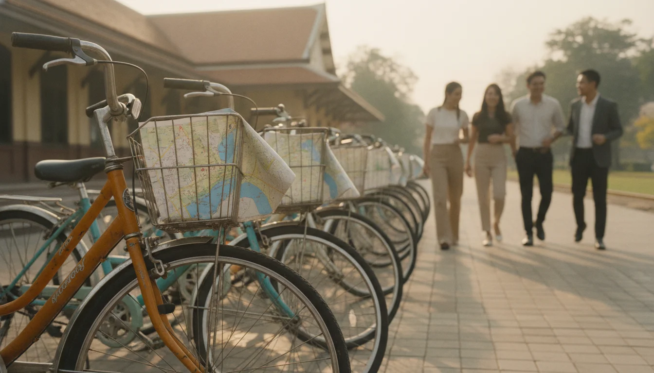 rentable commuter bicycles with tourist maps