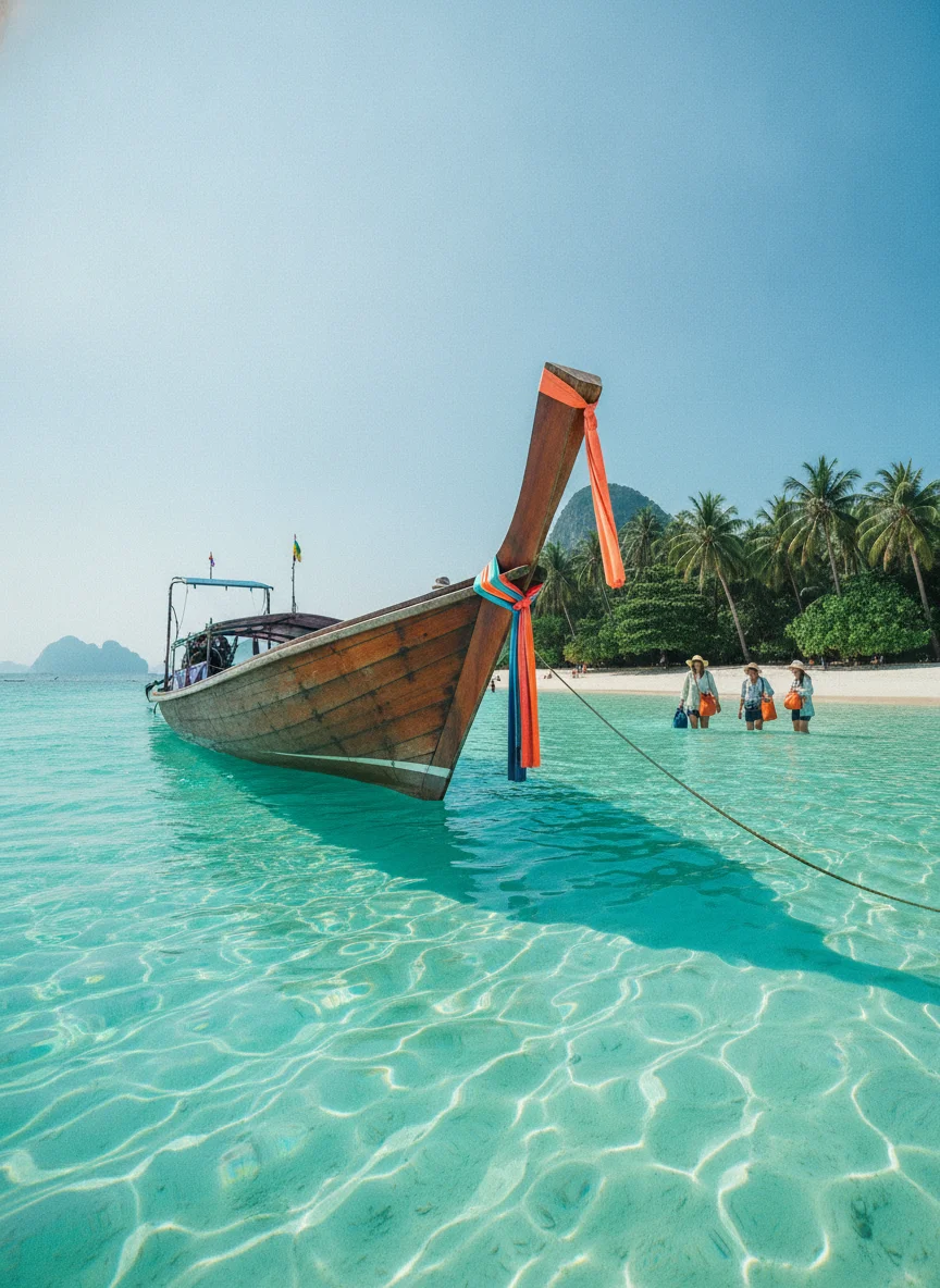 the approach road, bus station, ferry pier, or transport hub serving Koh Kradan — describe what is visible