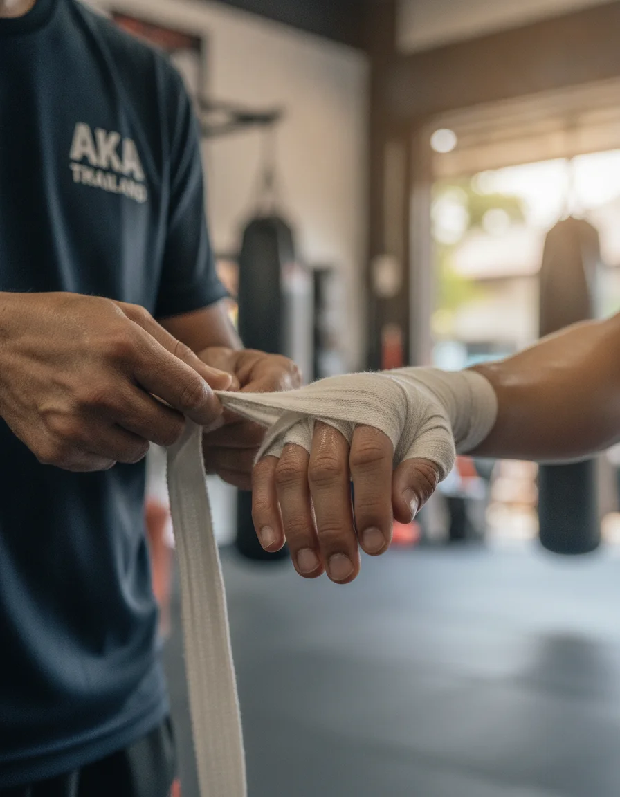 Muay Thai hand-wrapping ritual Muay Thai hand-wrapping ritual