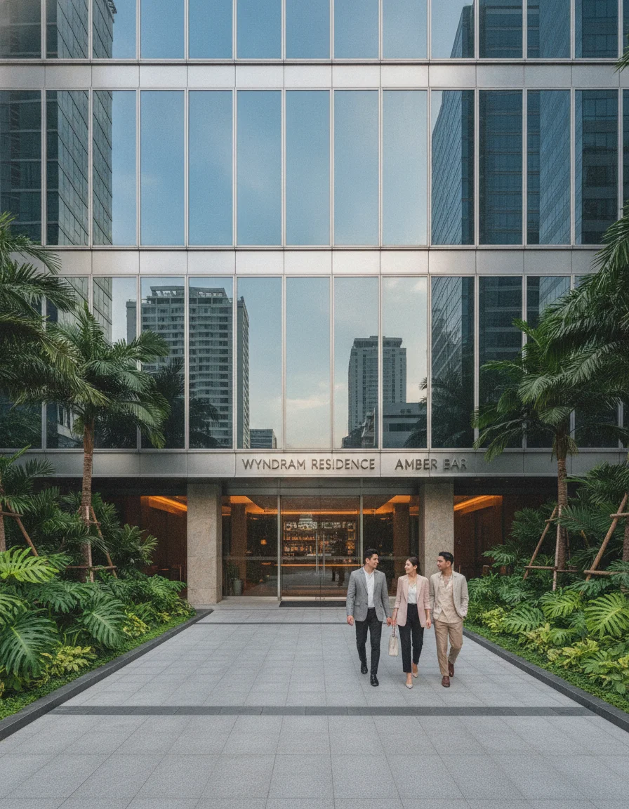 Entrance of Wyndham Residence and Amber Bar