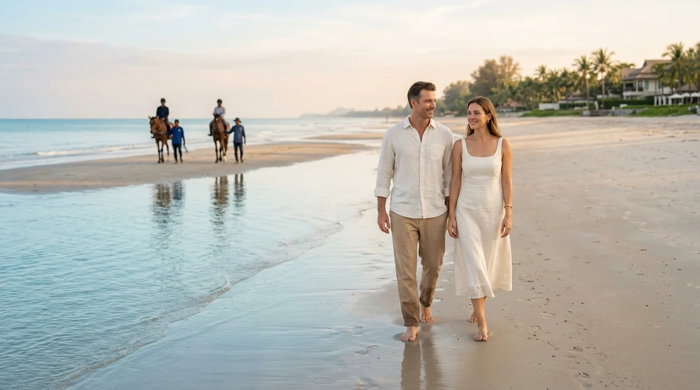 Resort guests on Hua Hin beach Resort guests on Hua Hin beach