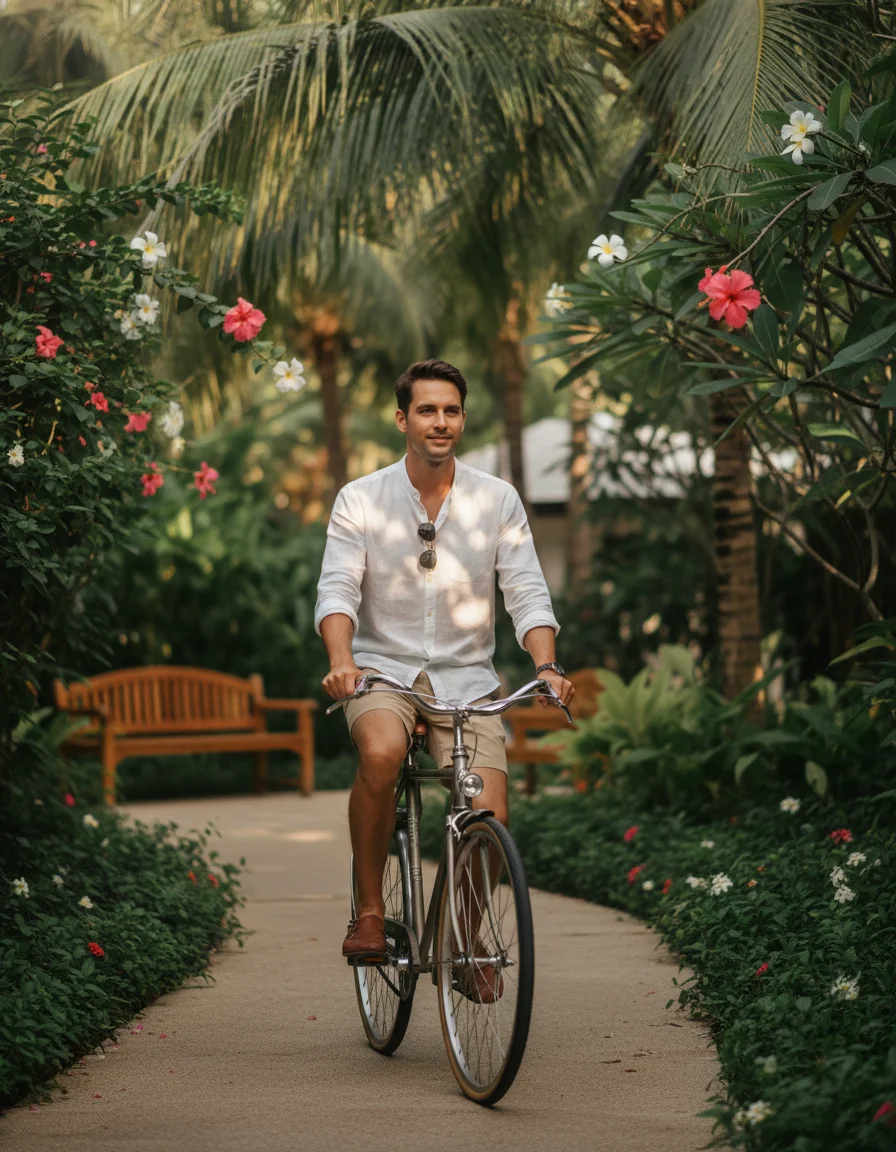 resort guest on a bicycle resort guest on a bicycle