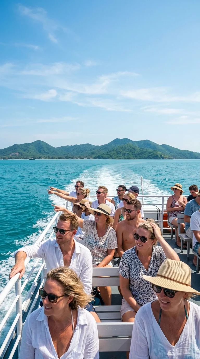 travellers on a catamaran deck travellers on a catamaran deck