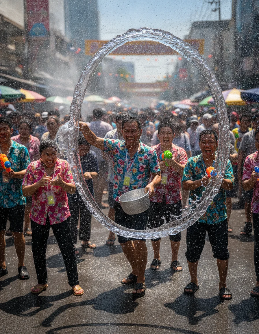Songkran festival revelers