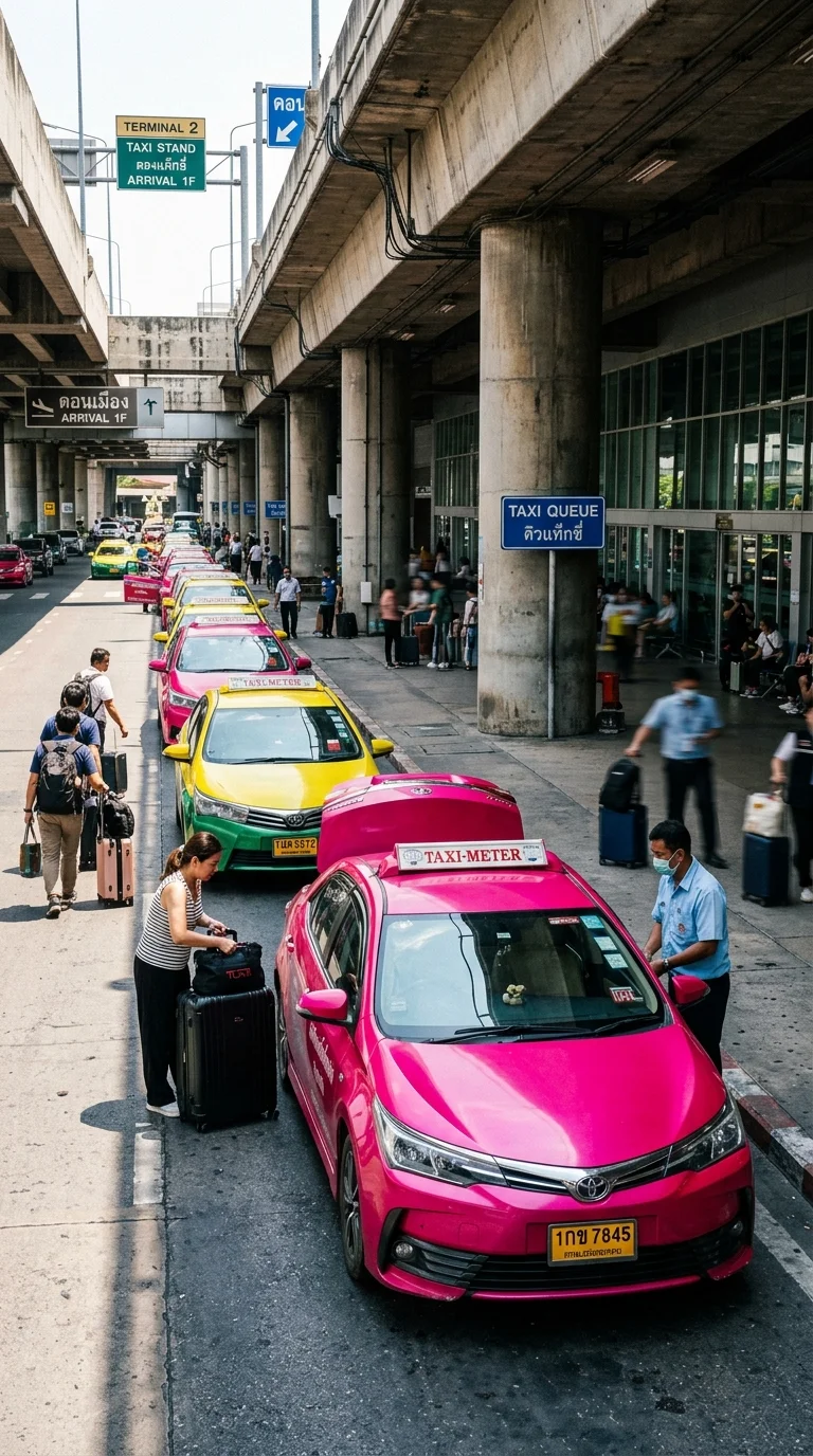 Bangkok taxi queue at Don Mueang Terminal 2 Bangkok taxi queue at Don Mueang Terminal 2