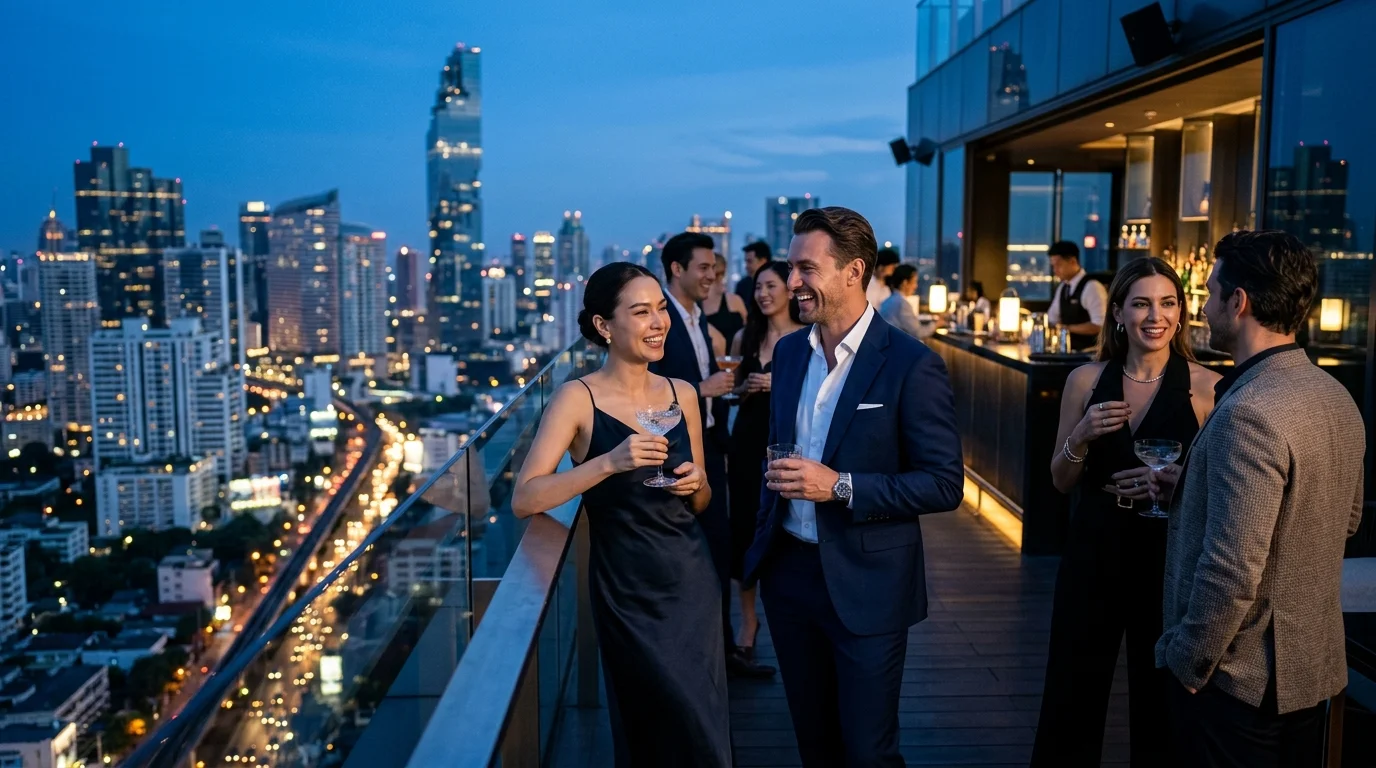 sharply dressed patrons at Octave Rooftop Lounge sharply dressed patrons at Octave Rooftop Lounge