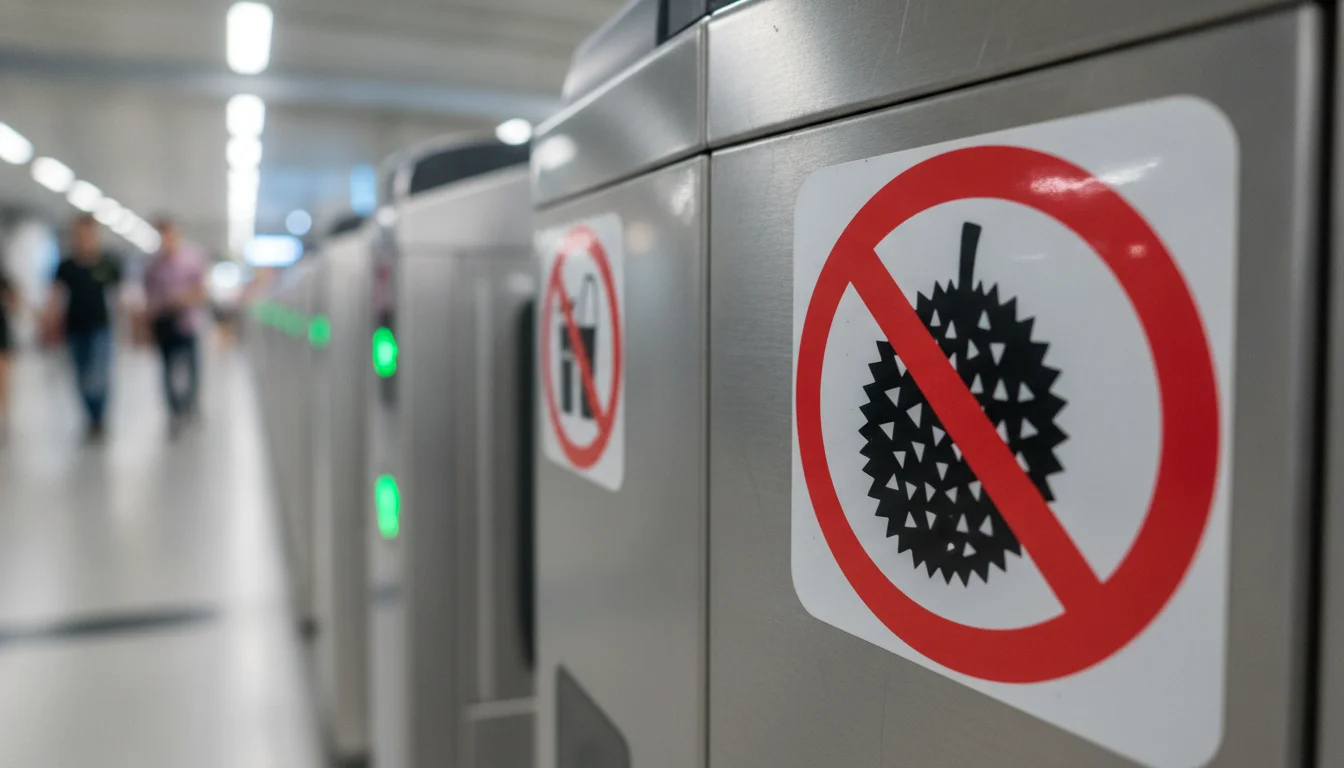 Skytrain entry barrier warning signs