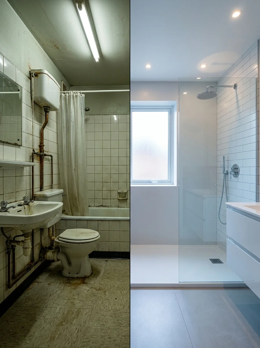 Dual-scene bathroom comparison Dual-scene bathroom comparison