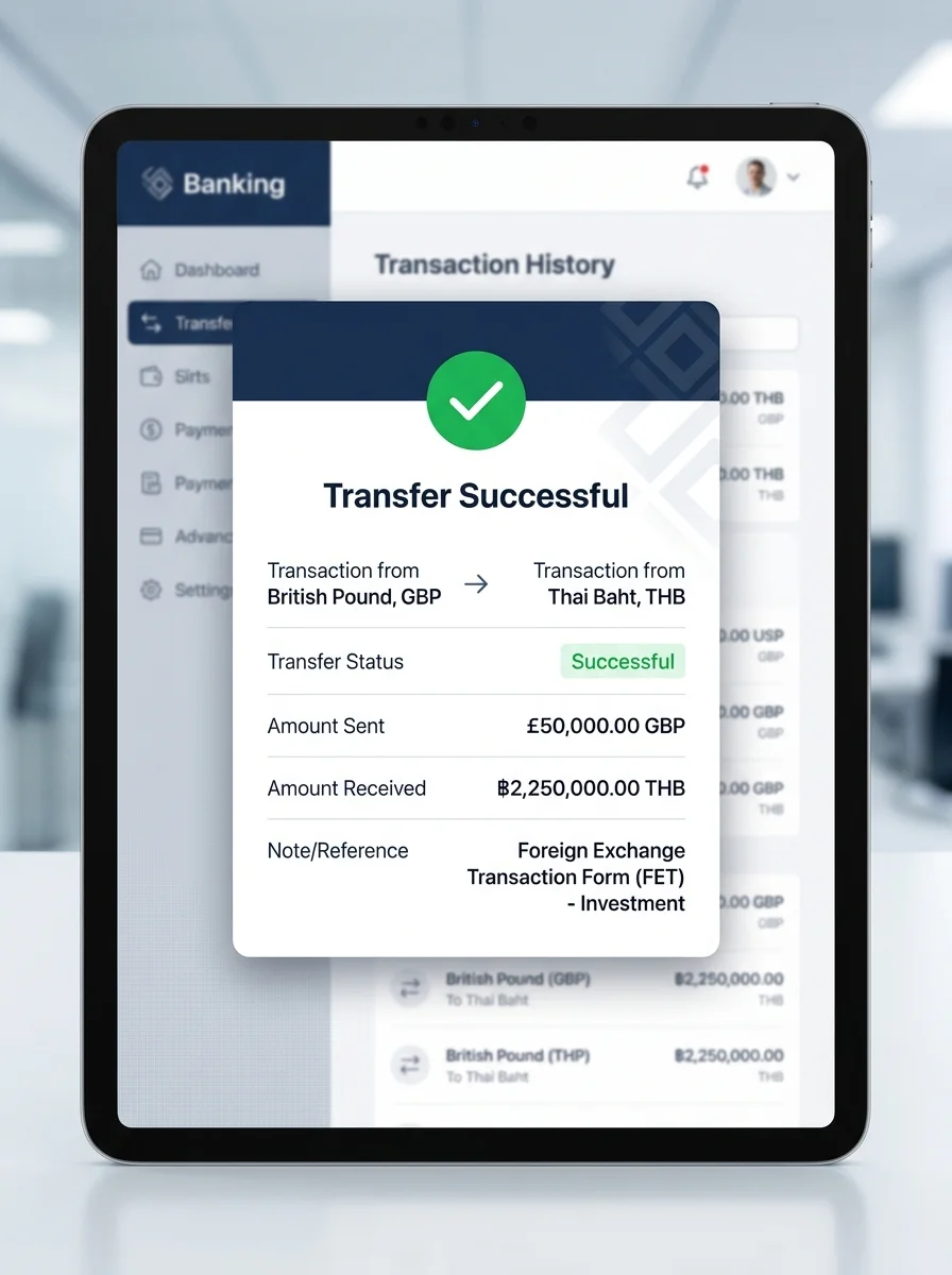 Bank wire transfer confirmation screen Bank wire transfer confirmation screen