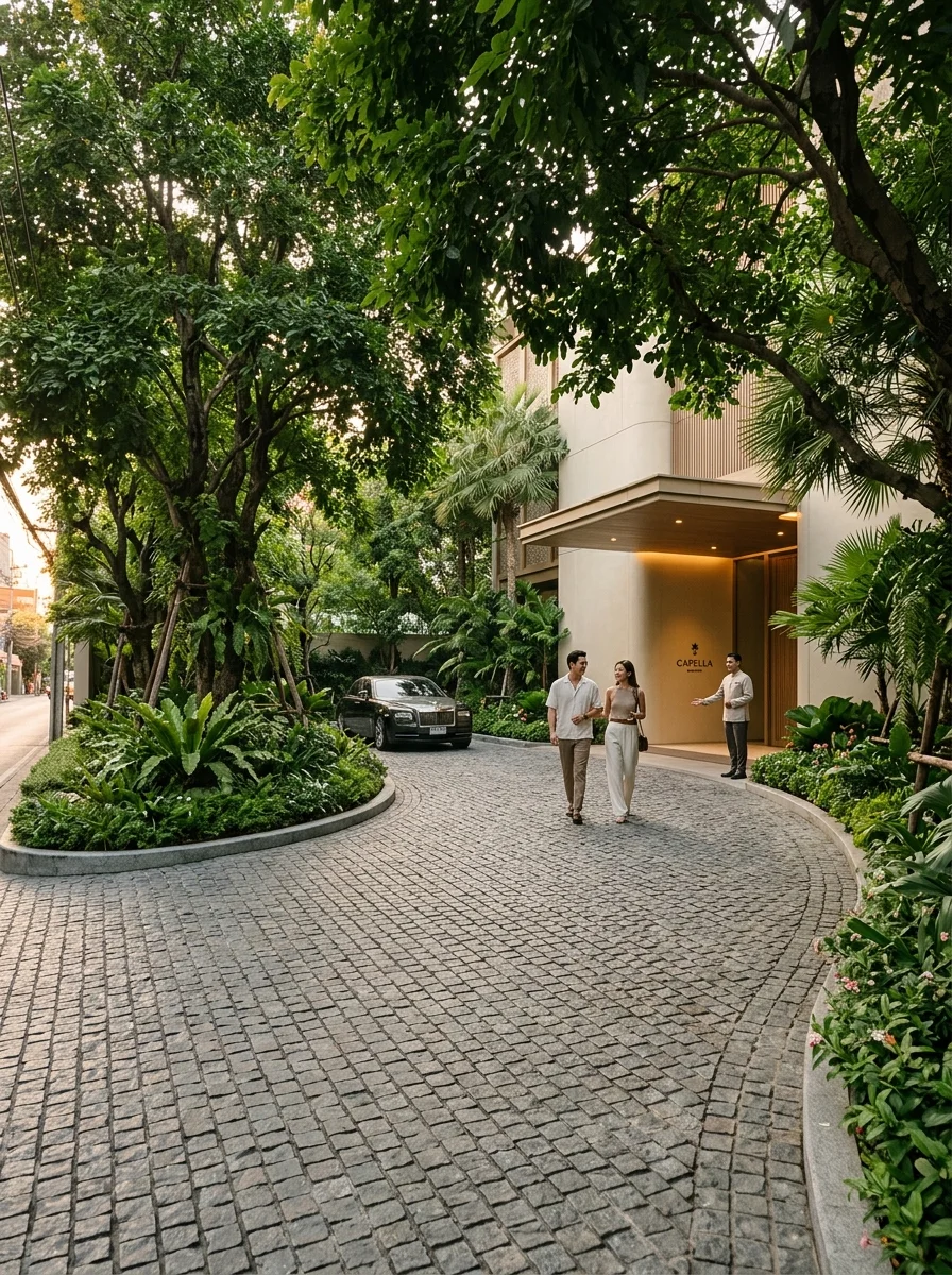 Capella Bangkok private entrance approach Capella Bangkok private entrance approach