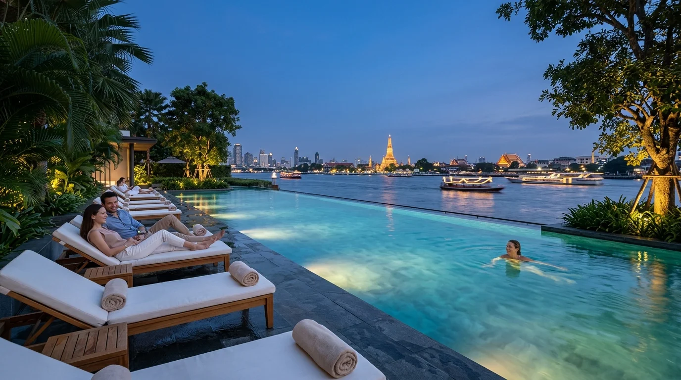 Infinity-edge riverside pool at Capella Bangkok Infinity-edge riverside pool at Capella Bangkok