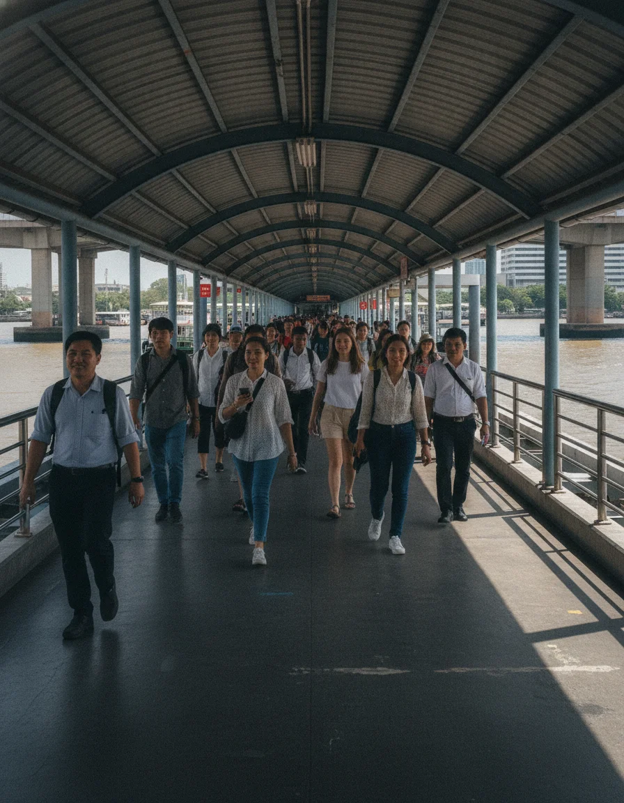 Sathorn Pier pedestrian approach Sathorn Pier pedestrian approach