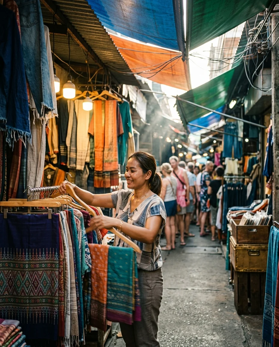 A narrow market alleyway in Chatuchak A narrow market alleyway in Chatuchak