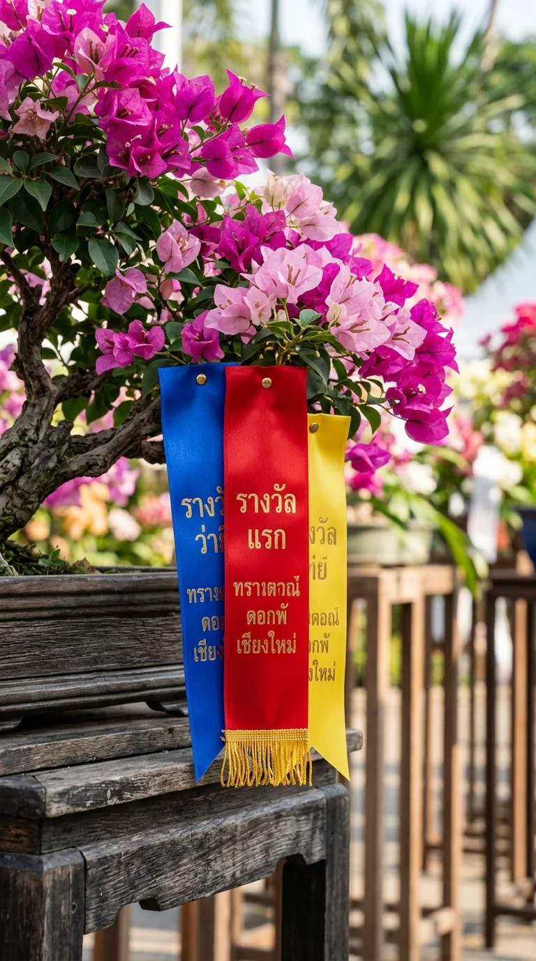 judging ribbons on pruned bougainvillea judging ribbons on pruned bougainvillea