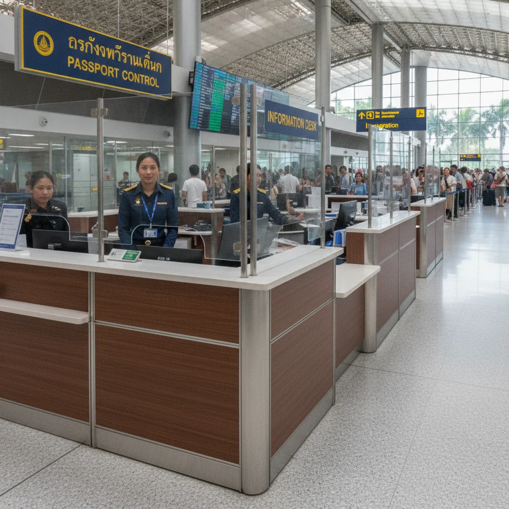 Passport Control and Information Desk at Chiang Mai International Airport Passport Control and Information Desk at Chiang Mai International Airport