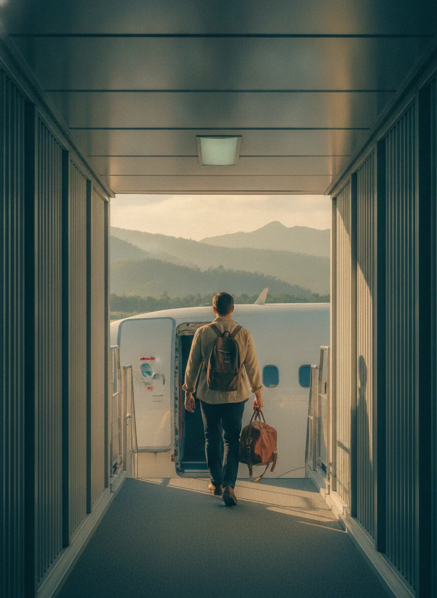 lone traveller boarding an aircraft lone traveller boarding an aircraft