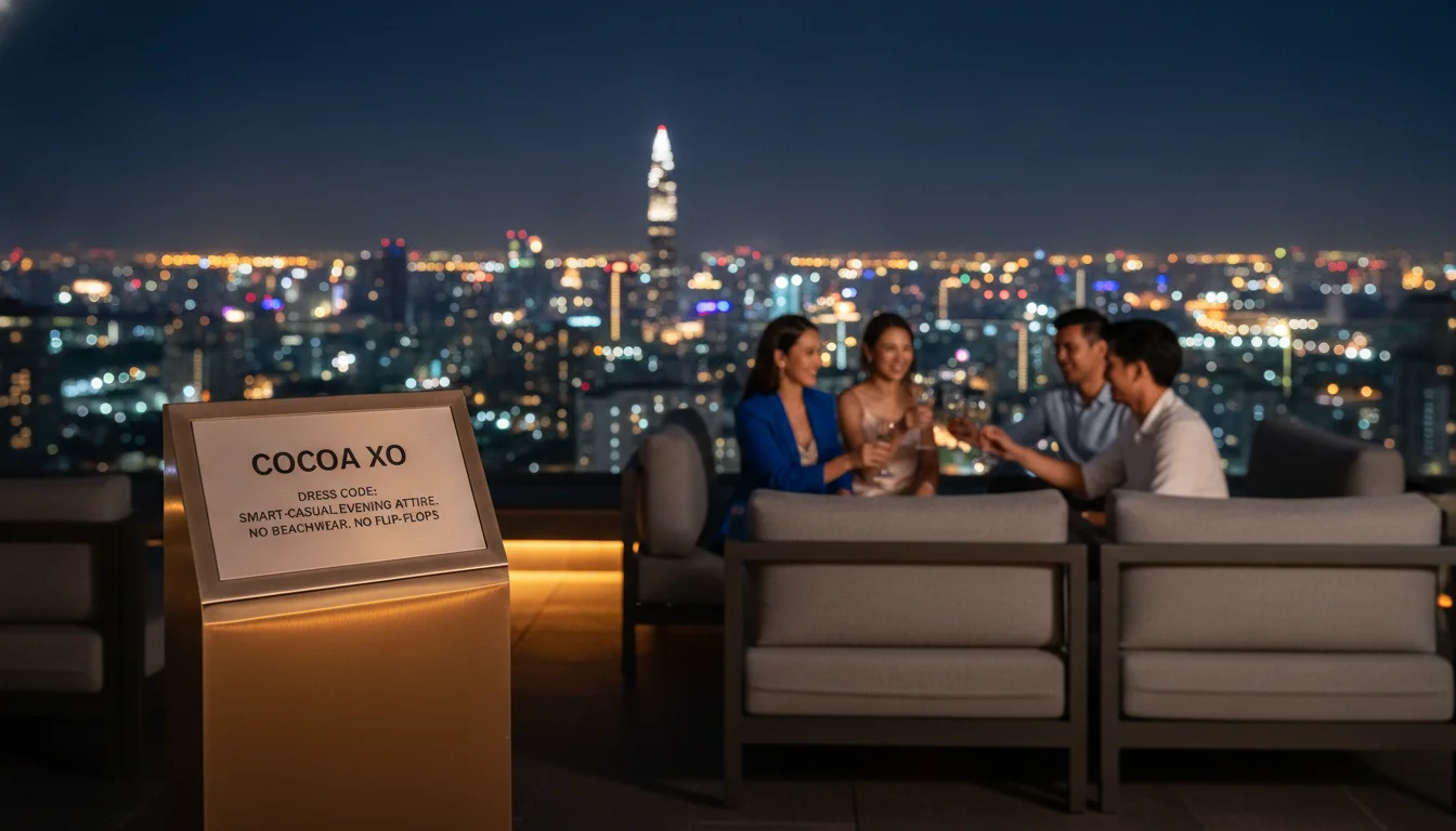 Cocoa XO Dress Code Signage and Outdoor Lounge