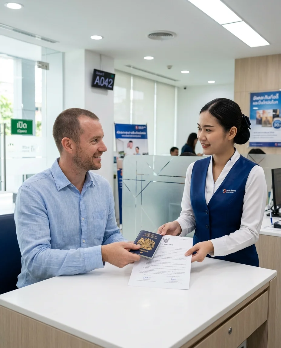 British expatriate and Thai bank teller British expatriate and Thai bank teller