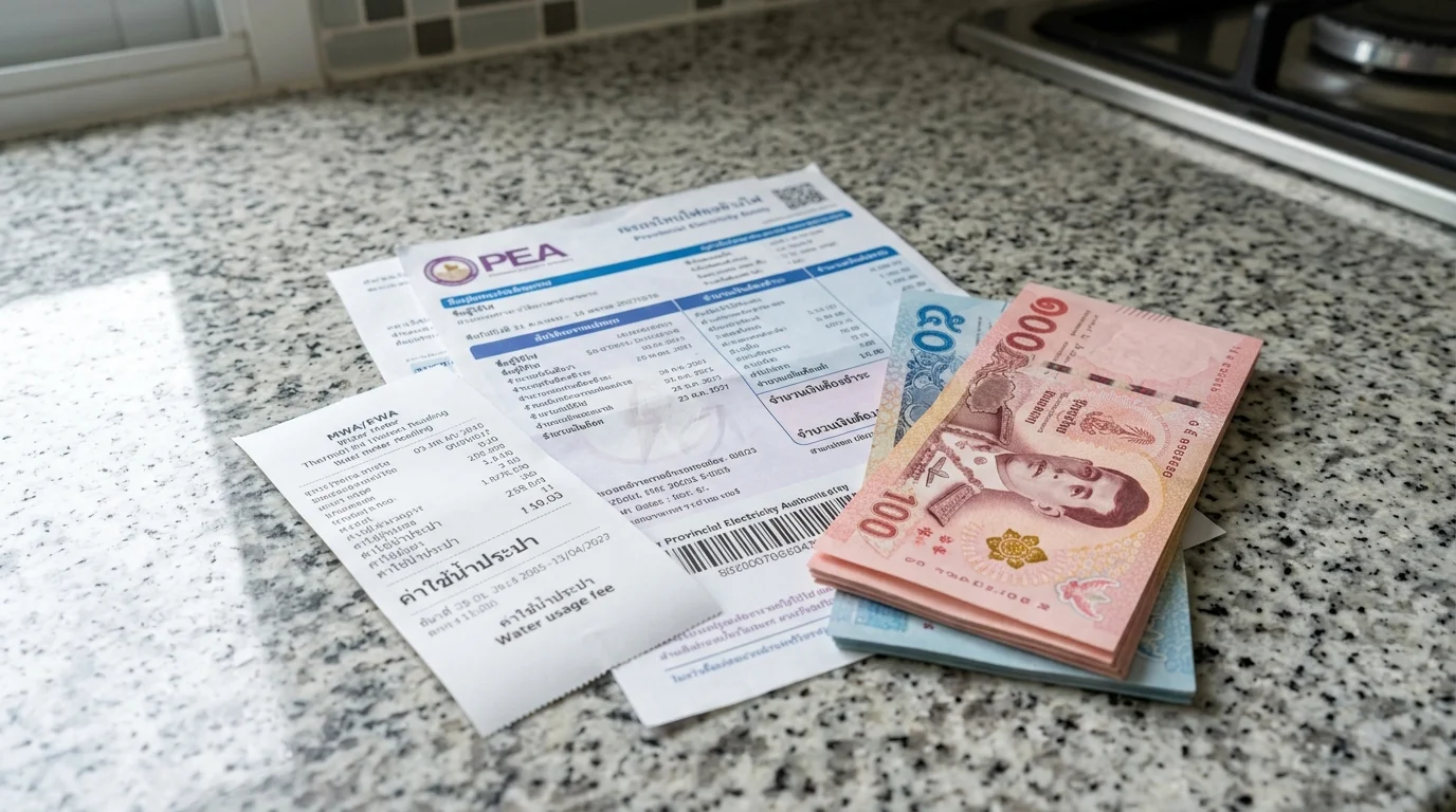 Thai utility bills and currency Thai utility bills and currency