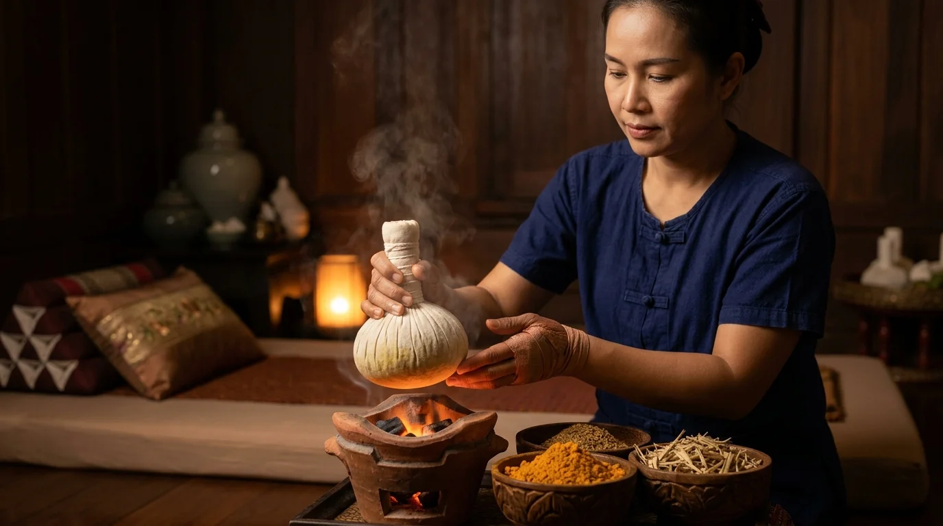 Thai massage practitioner and herbal compress Thai massage practitioner and herbal compress