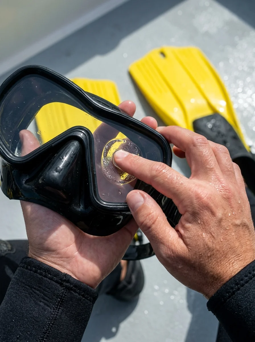 diver's hands and scuba mask diver's hands and scuba mask