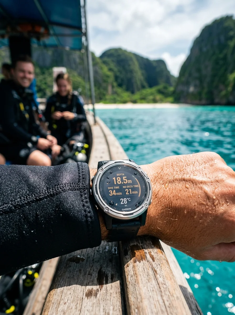 scuba diver's wrist and dive computer scuba diver's wrist and dive computer