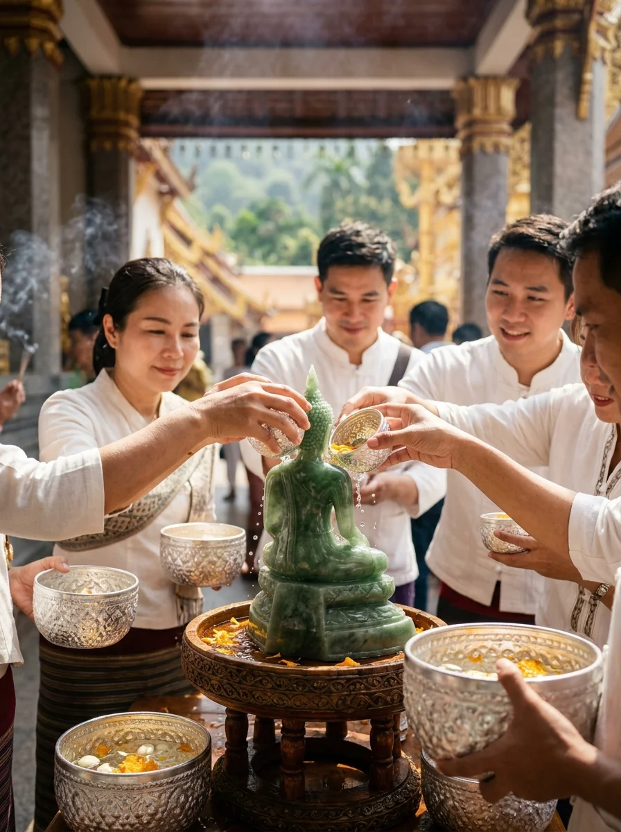 merit-making water ritual at Doi Suthep merit-making water ritual at Doi Suthep