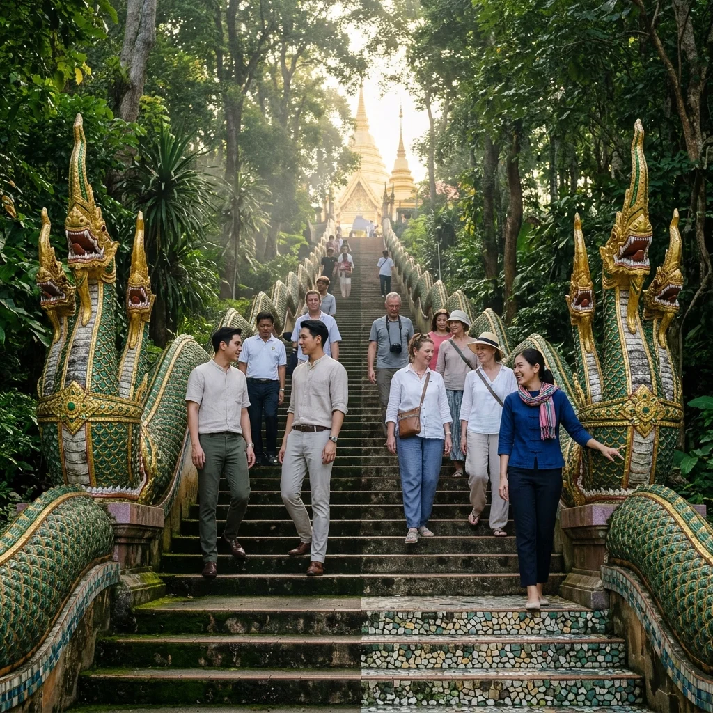 The Naga Staircase of Wat Phra That Doi Suthep The Naga Staircase of Wat Phra That Doi Suthep