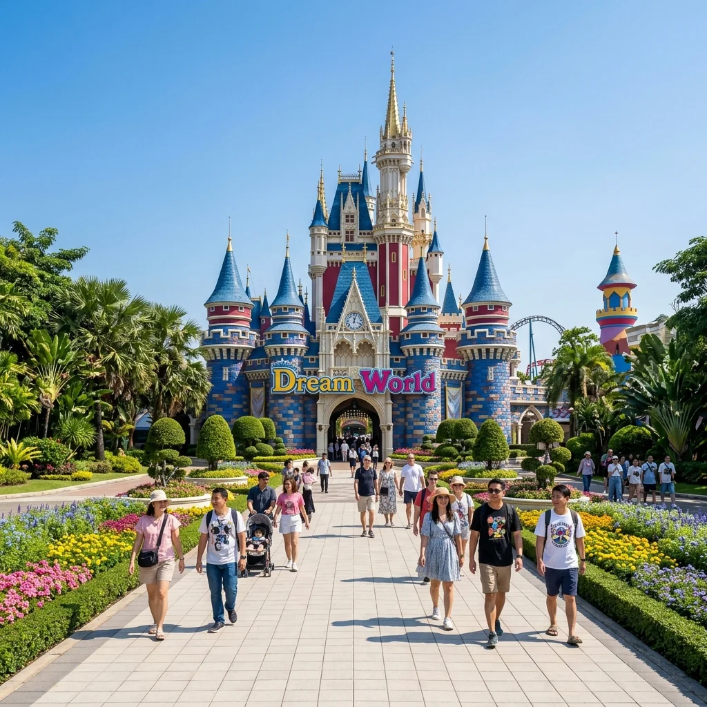 Dream World entrance plaza and castle gate