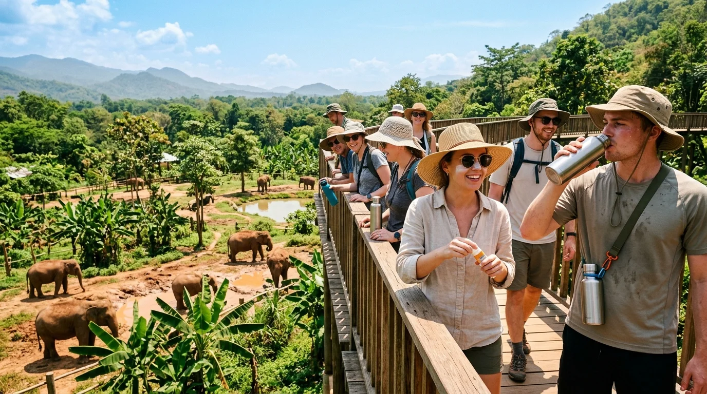 eco-conscious visitors at Elephant Nature Park eco-conscious visitors at Elephant Nature Park